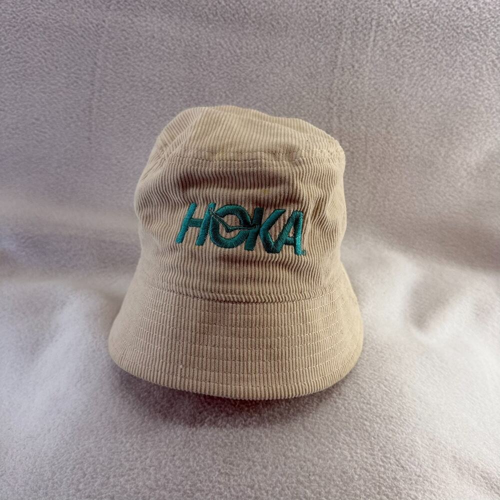 Hoka One One Hat Adult One Size Beige Blue Tan Bucket Corduroy Sun Protection
